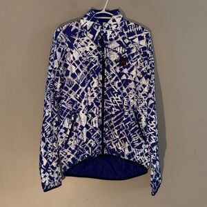 Vintage InSport High-Visibility Reflective Silver & Blue Running Jacket — Size M